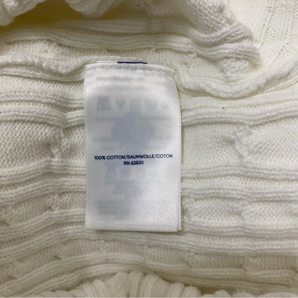 Lands’End white thick cotton cable knit long sleeve cozy warm sweater size small